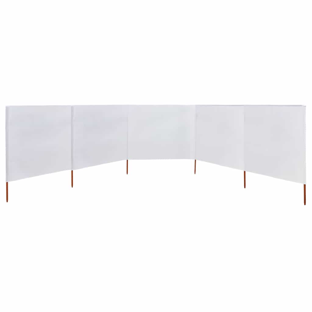 5-panels læsejl 600x120 cm stof sandhvid