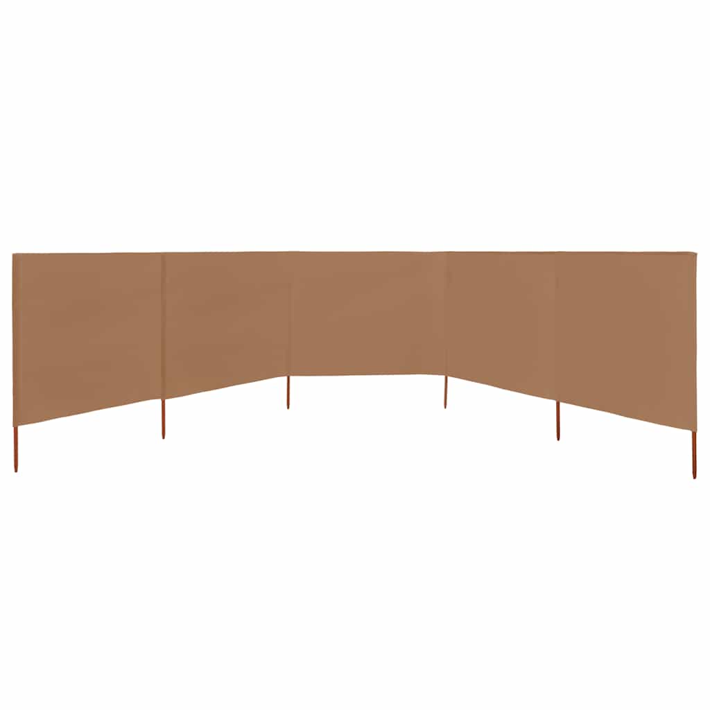 5-panels læsejl 600x120 cm stof gråbrun