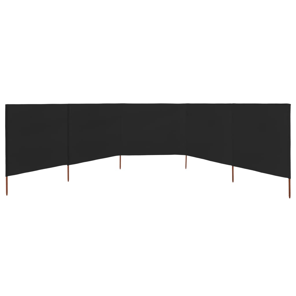 5-panels læsejl 600x120 cm stof sort