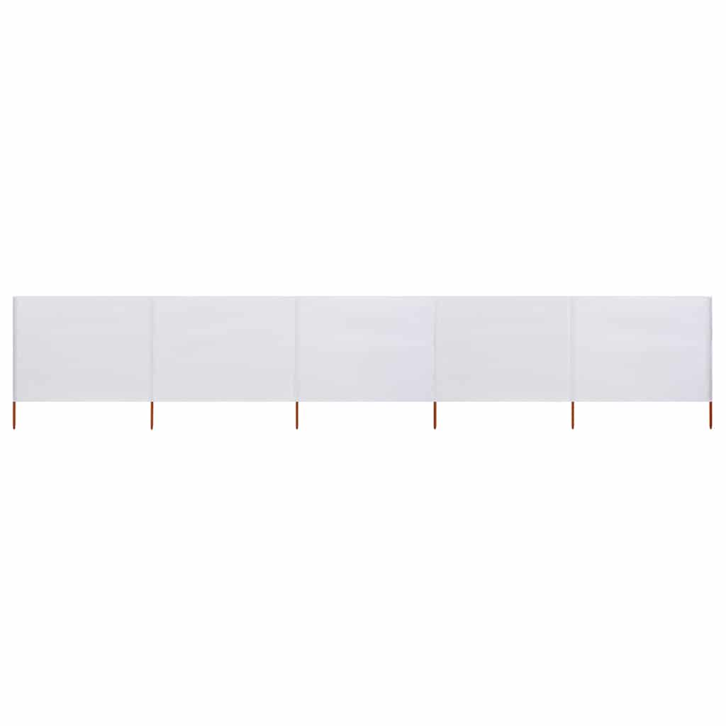 5-panels læsejl 600x160 cm stof sandhvid