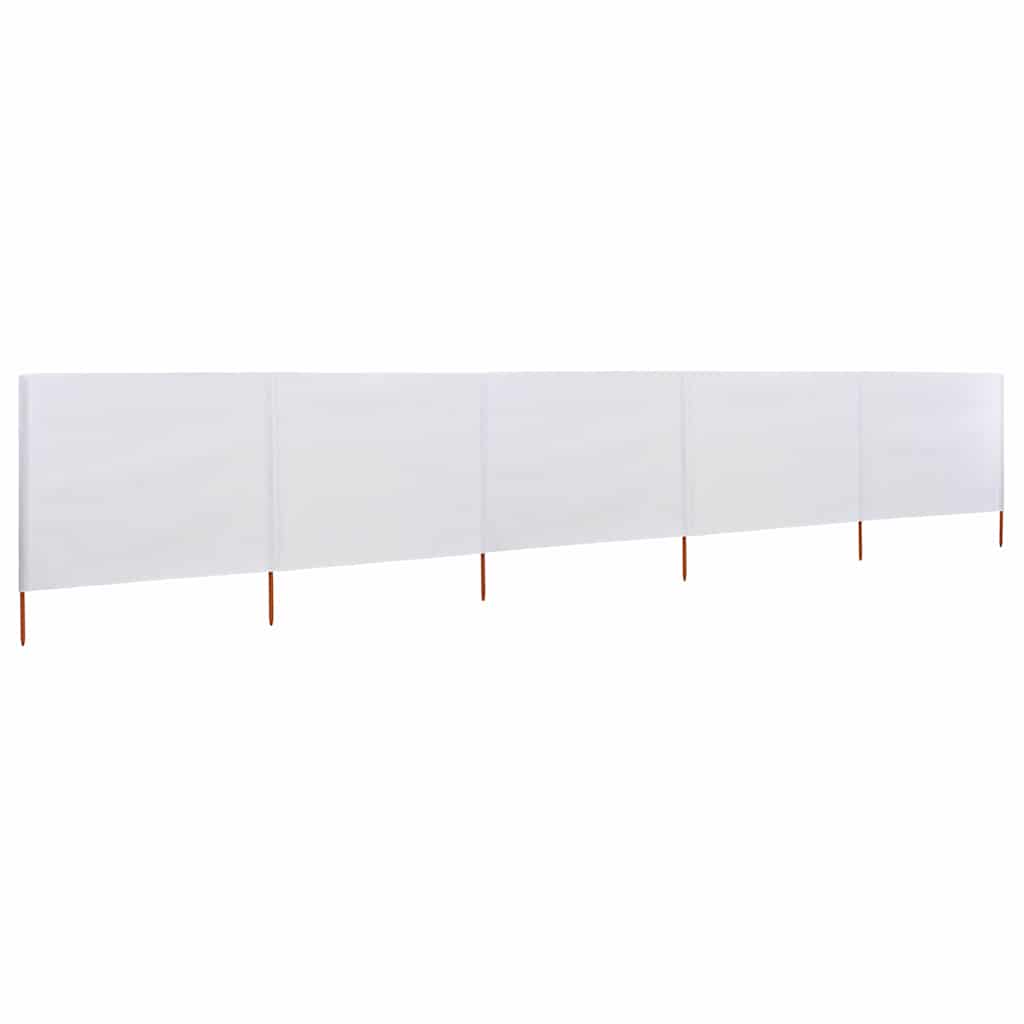 5-panels læsejl 600x160 cm stof sandhvid