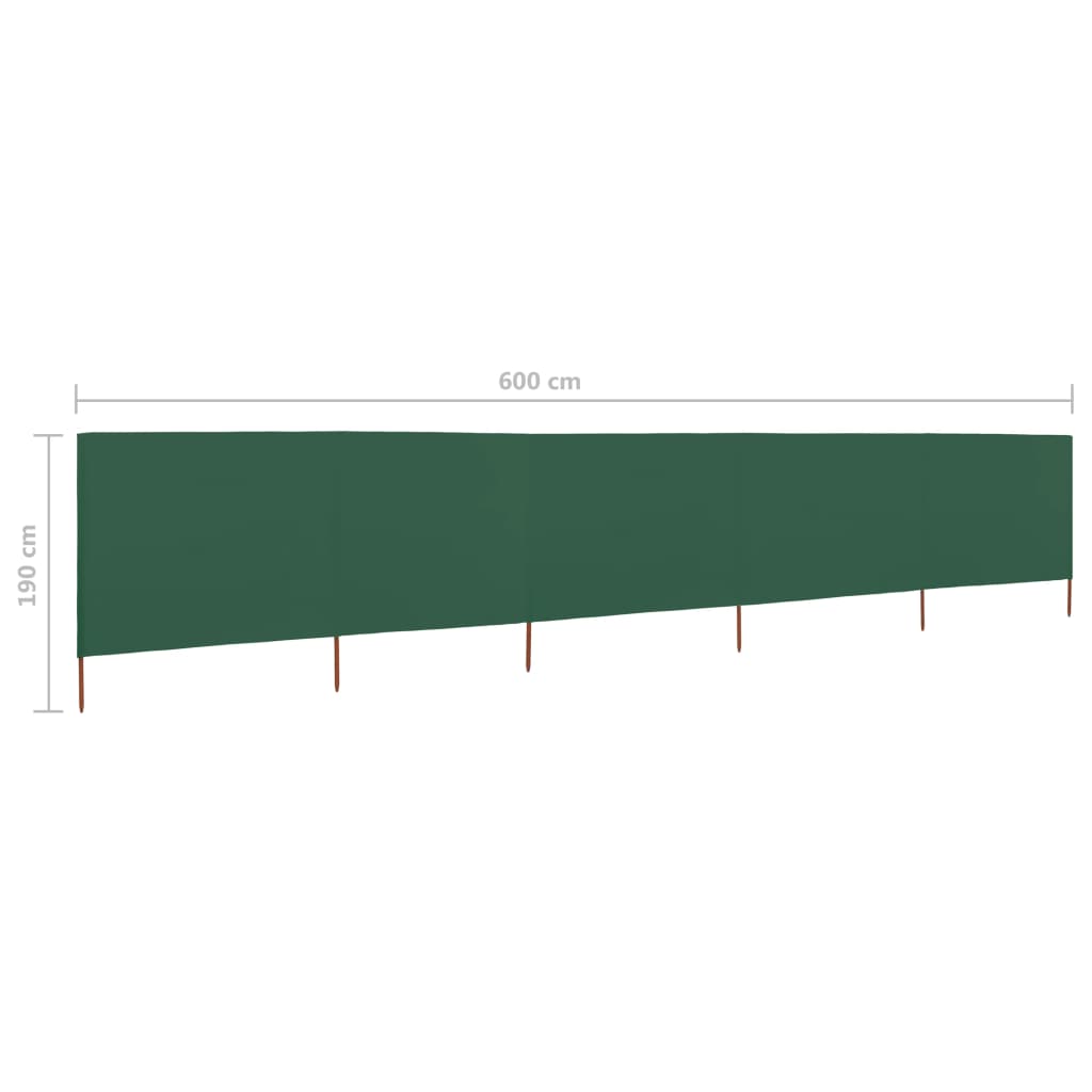 5-panels læsejl 600x160 cm stof grøn