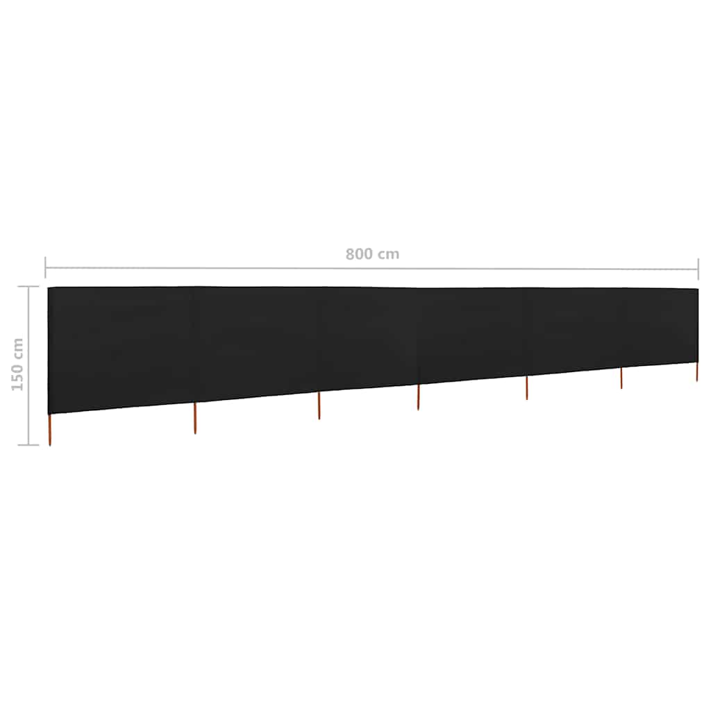 6-panels læsejl 800x120 cm stof sort