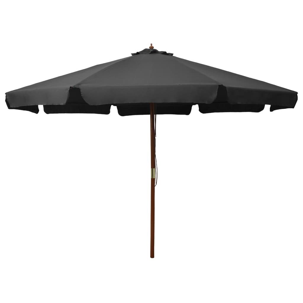 udendørs parasol med træstang 330 cm antracitgrå