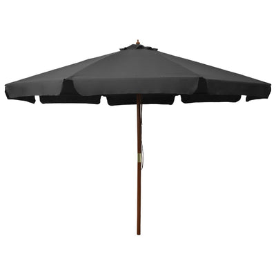 udendørs parasol med træstang 330 cm antracitgrå