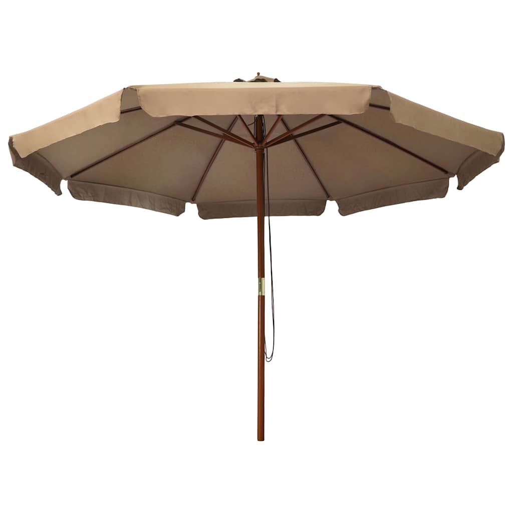 udendørs parasol med træstang 330 cm gråbrun