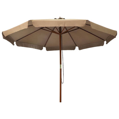 udendørs parasol med træstang 330 cm gråbrun