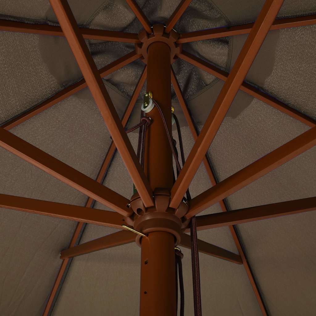 udendørs parasol med træstang 330 cm gråbrun