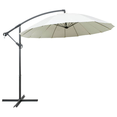 hængende parasol 3 m aluminiumsstang hvid