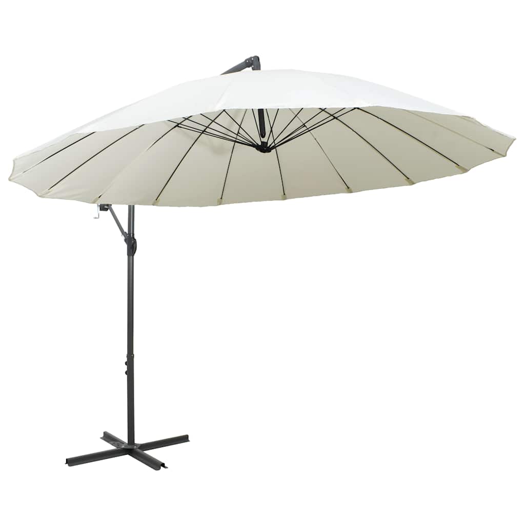 hængende parasol 3 m aluminiumsstang hvid