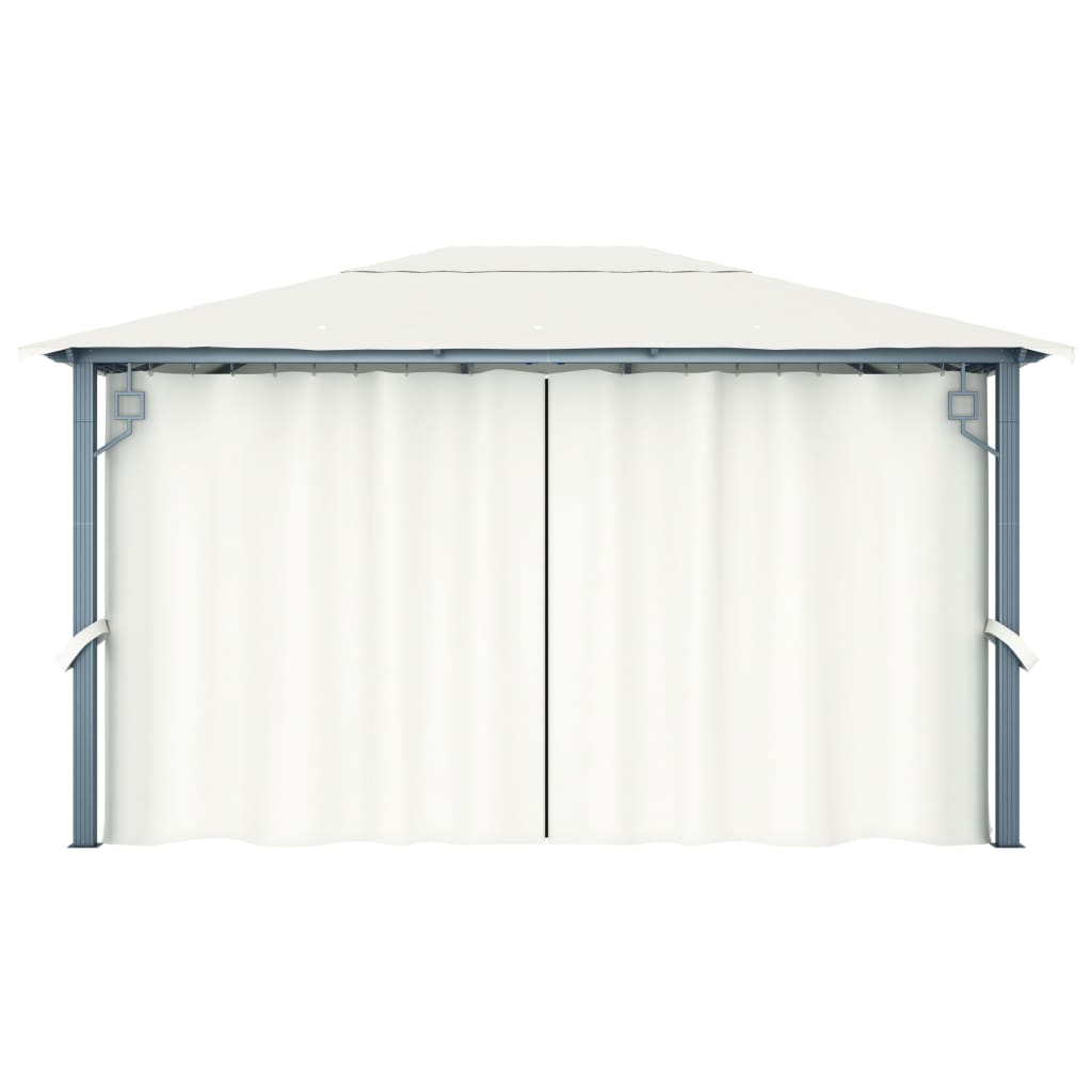 havepavillon med gardin 400x300 cm aluminium cremefarvet