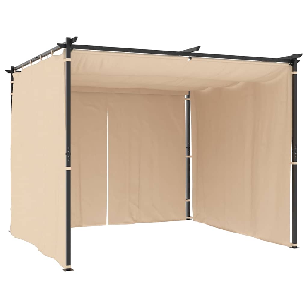 pavillon med gardiner 3x3 m stål cremefarvet