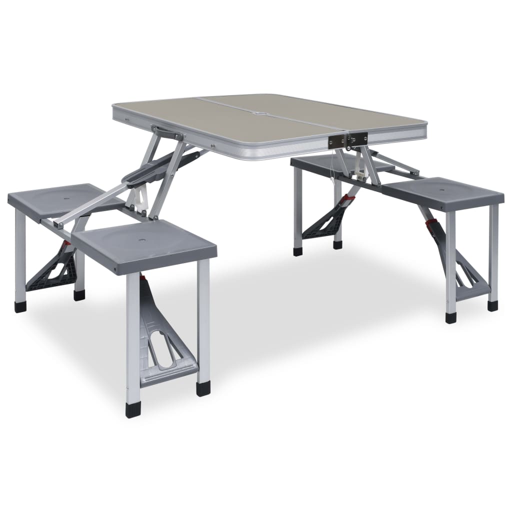 foldbart campingbord med 4 siddepladser stål aluminium