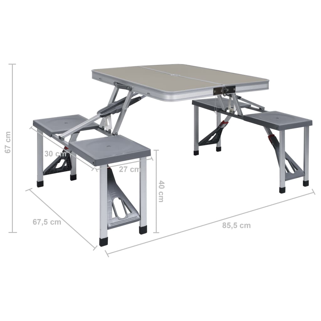 foldbart campingbord med 4 siddepladser stål aluminium