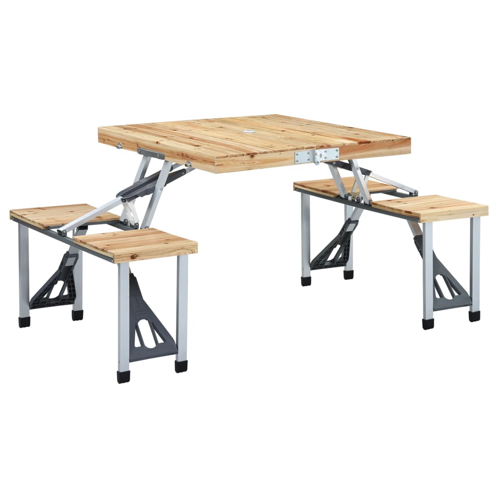 foldbart campingbord med 4 siddepladser stål aluminium
