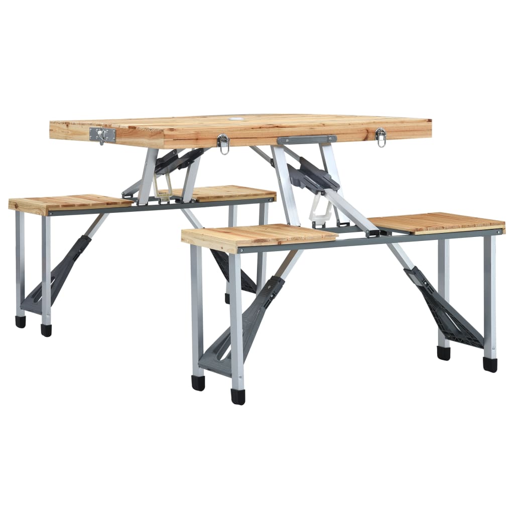 foldbart campingbord med 4 siddepladser stål aluminium