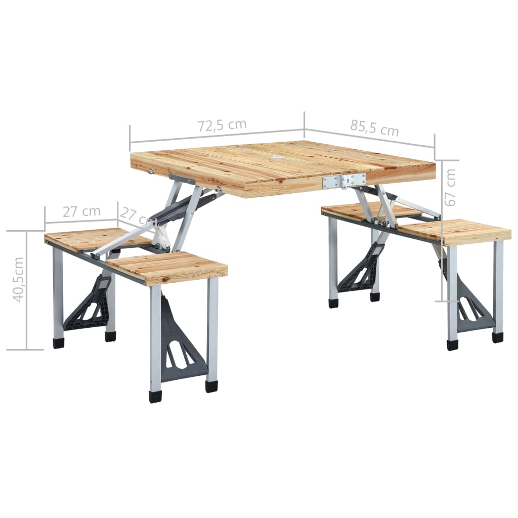 foldbart campingbord med 4 siddepladser stål aluminium