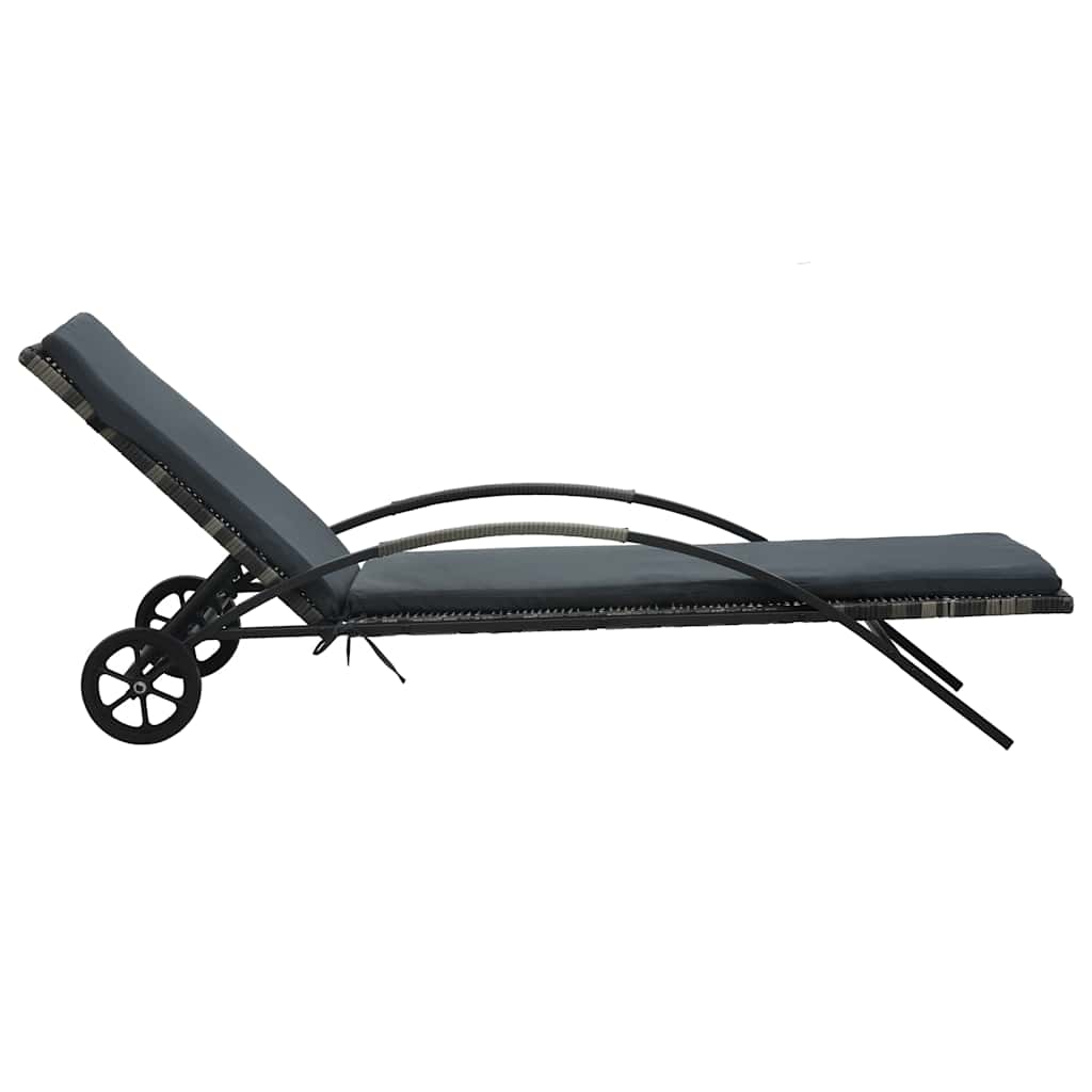 Solsenge med bord i polyrattan antracitgrå