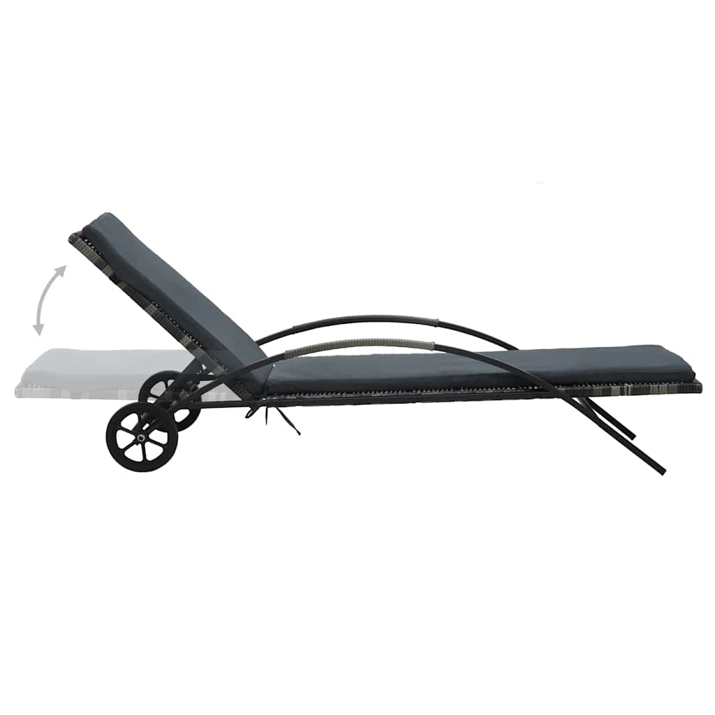 Solsenge med bord i polyrattan antracitgrå