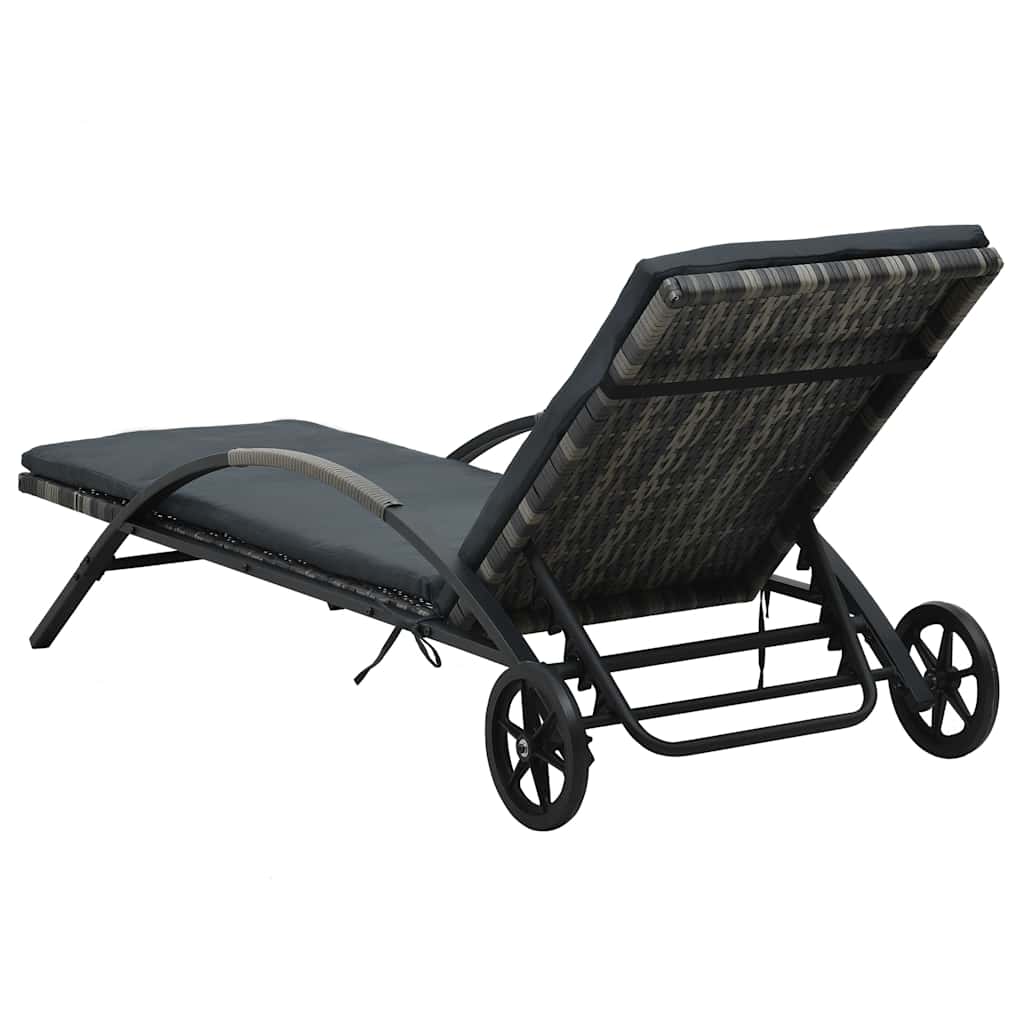 Solsenge med bord i polyrattan antracitgrå