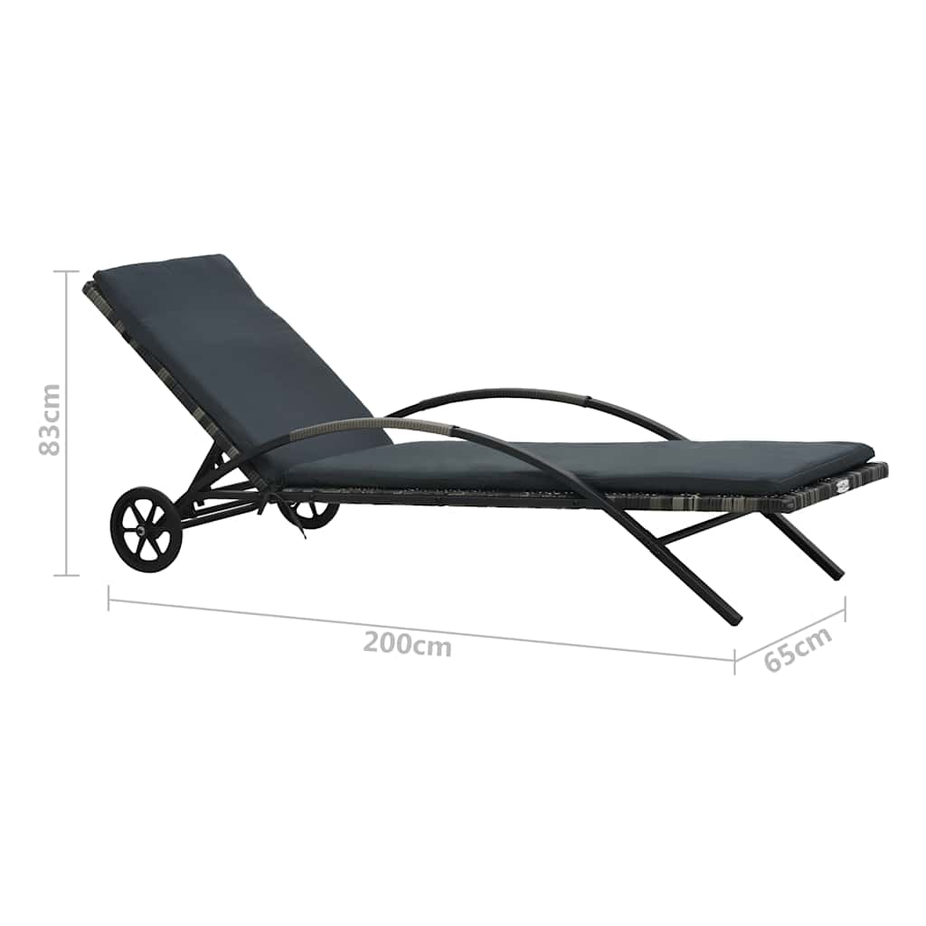 Solsenge med bord i polyrattan antracitgrå