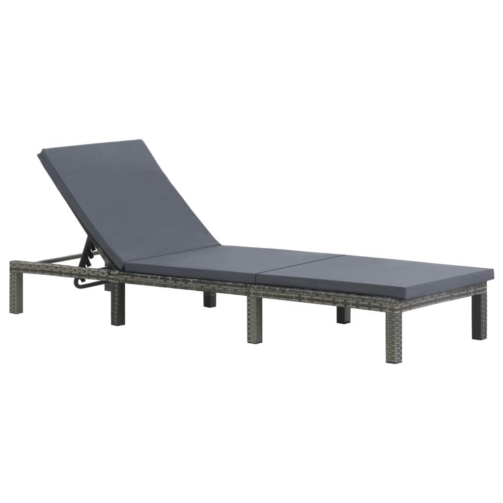 liggestol med hynde polyrattan antracitgrå