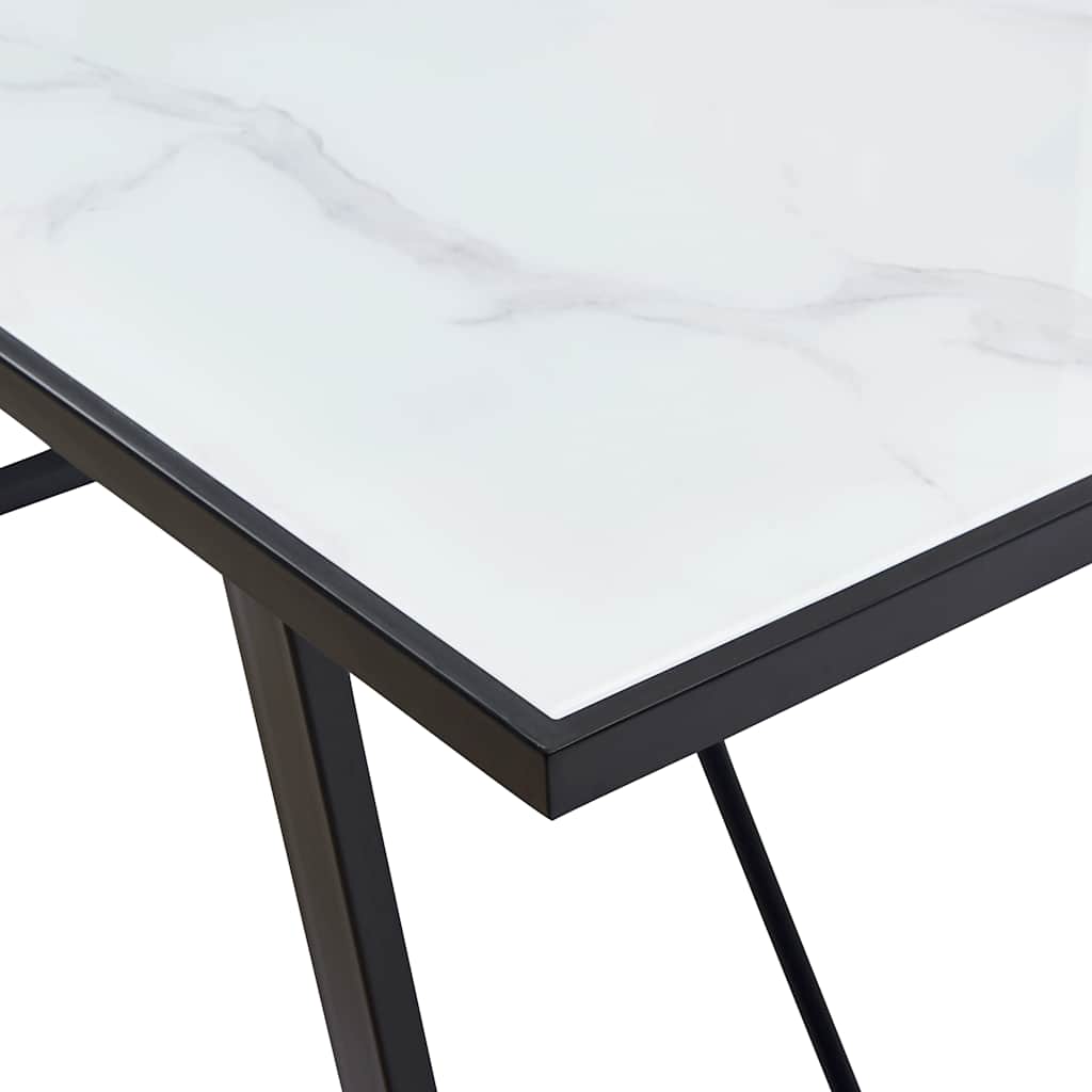 spisebord 160 x 80 x 75 cm hærdet glas hvid