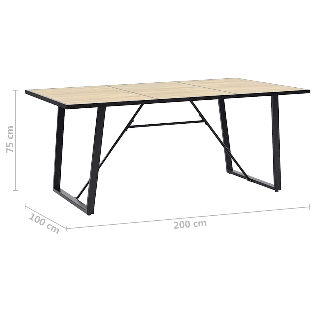 spisebord 200 x 100 x 75 cm MDF egetræsfarve