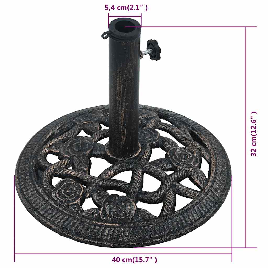 parasolfod 9 kg 40 cm støbejern sort og bronze