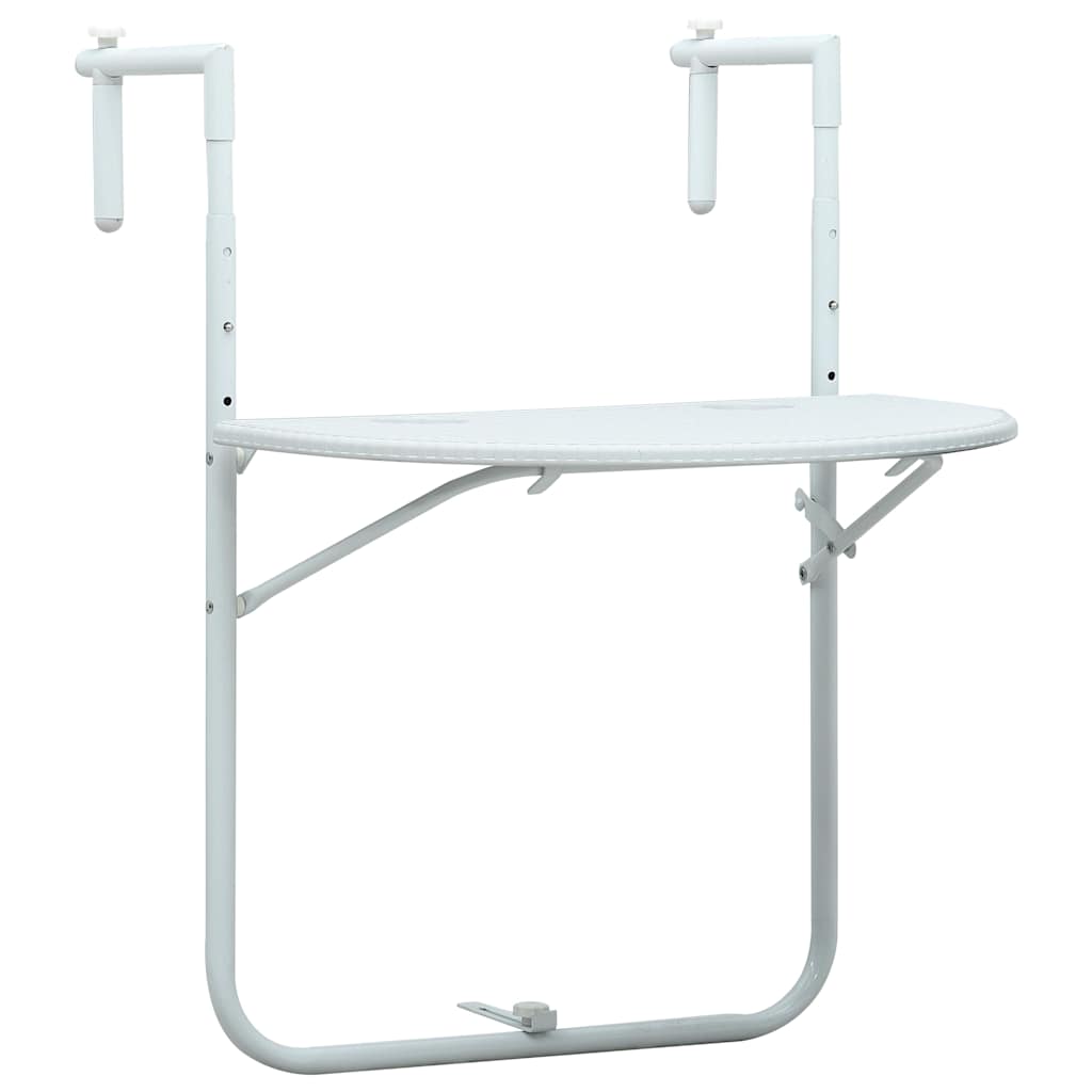 hængende altanbord 60 x 64 x 83,5 cm plastik rattanlook hvid