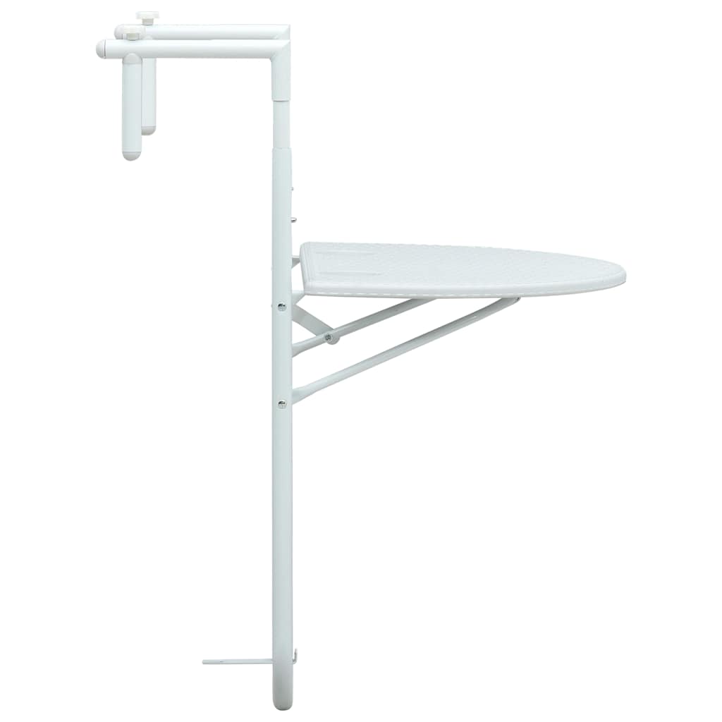 hængende altanbord 60 x 64 x 83,5 cm plastik rattanlook hvid