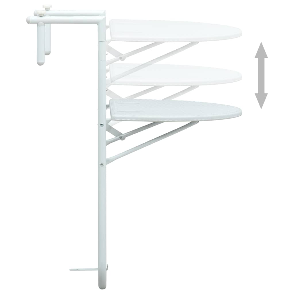 hængende altanbord 60 x 64 x 83,5 cm plastik rattanlook hvid