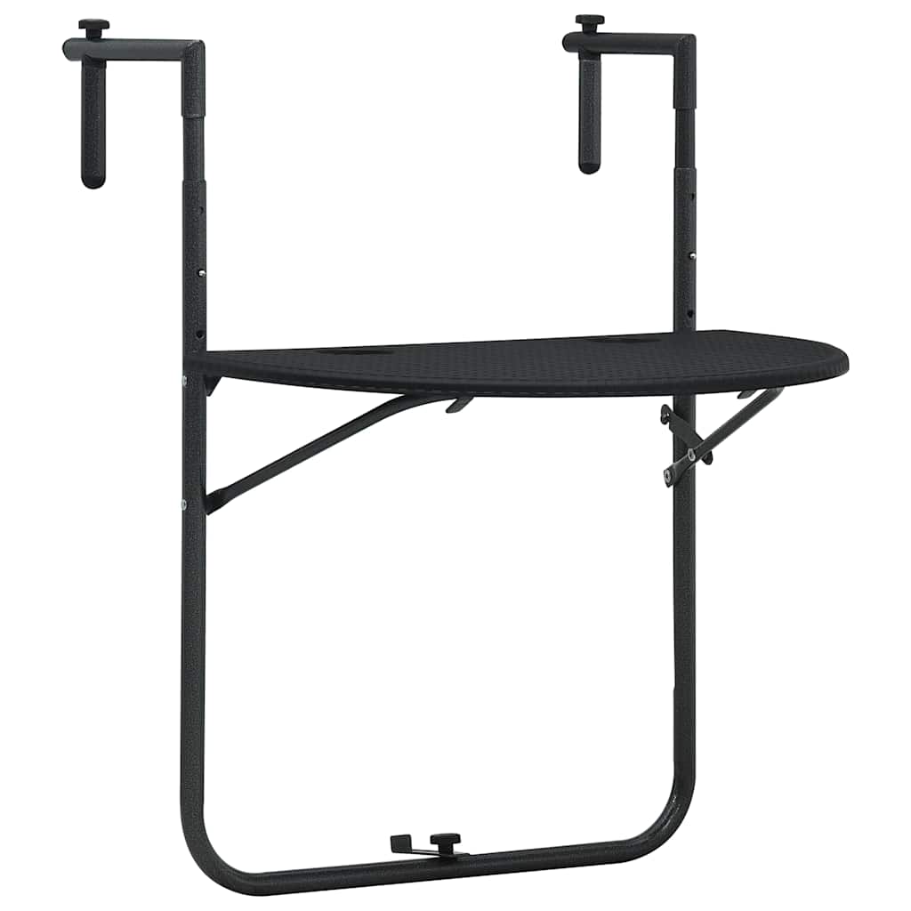 hængende altanbord 60 x 64 x 83,5 cm plastik rattanlook sort