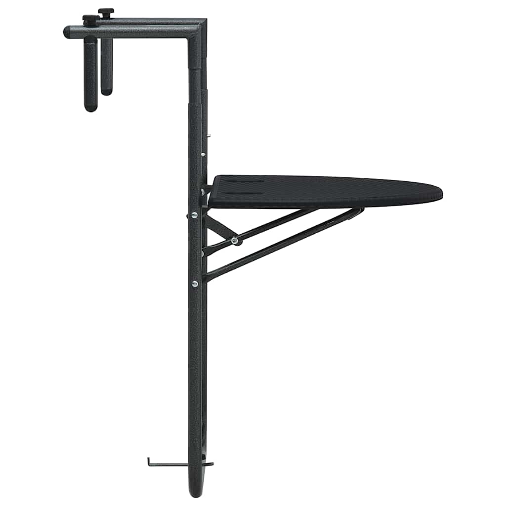 hængende altanbord 60 x 64 x 83,5 cm plastik rattanlook sort