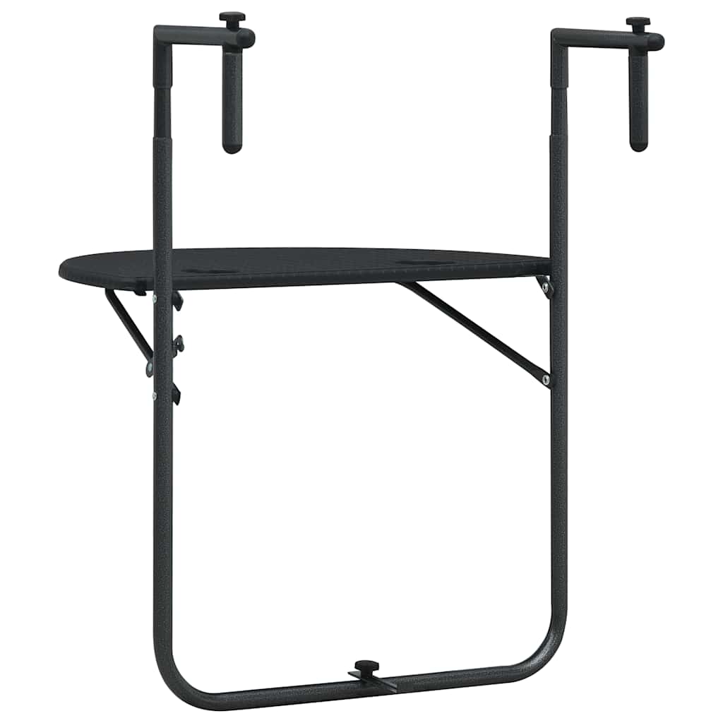 hængende altanbord 60 x 64 x 83,5 cm plastik rattanlook sort