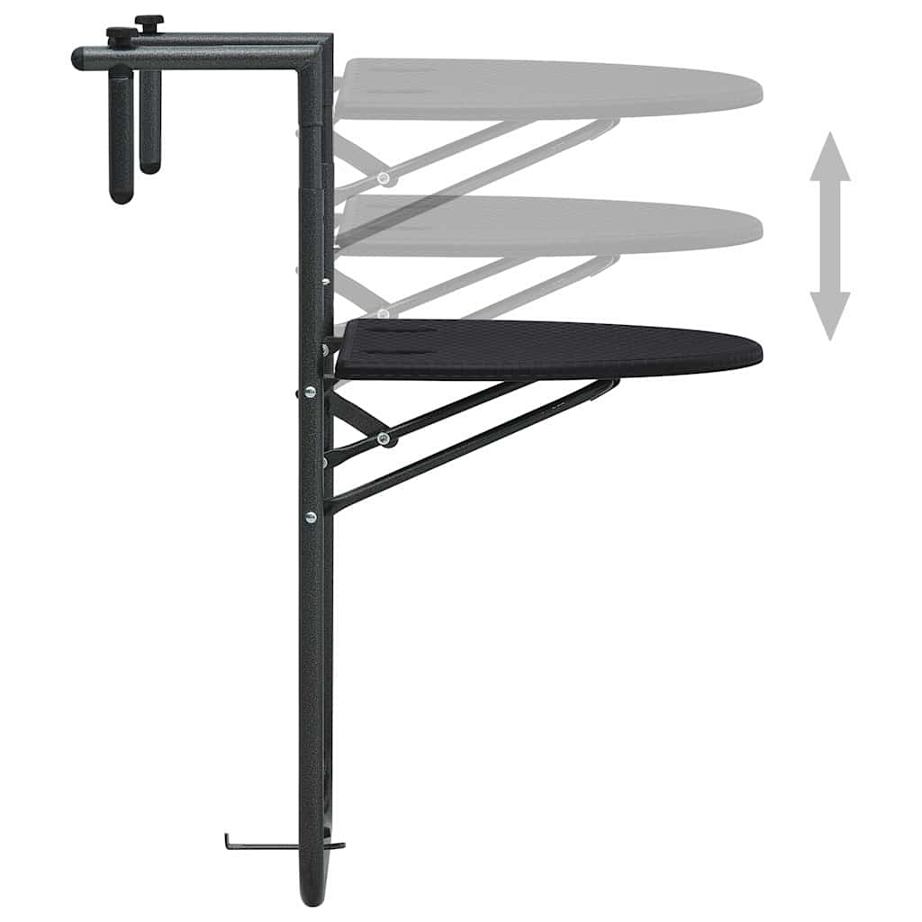 hængende altanbord 60 x 64 x 83,5 cm plastik rattanlook sort