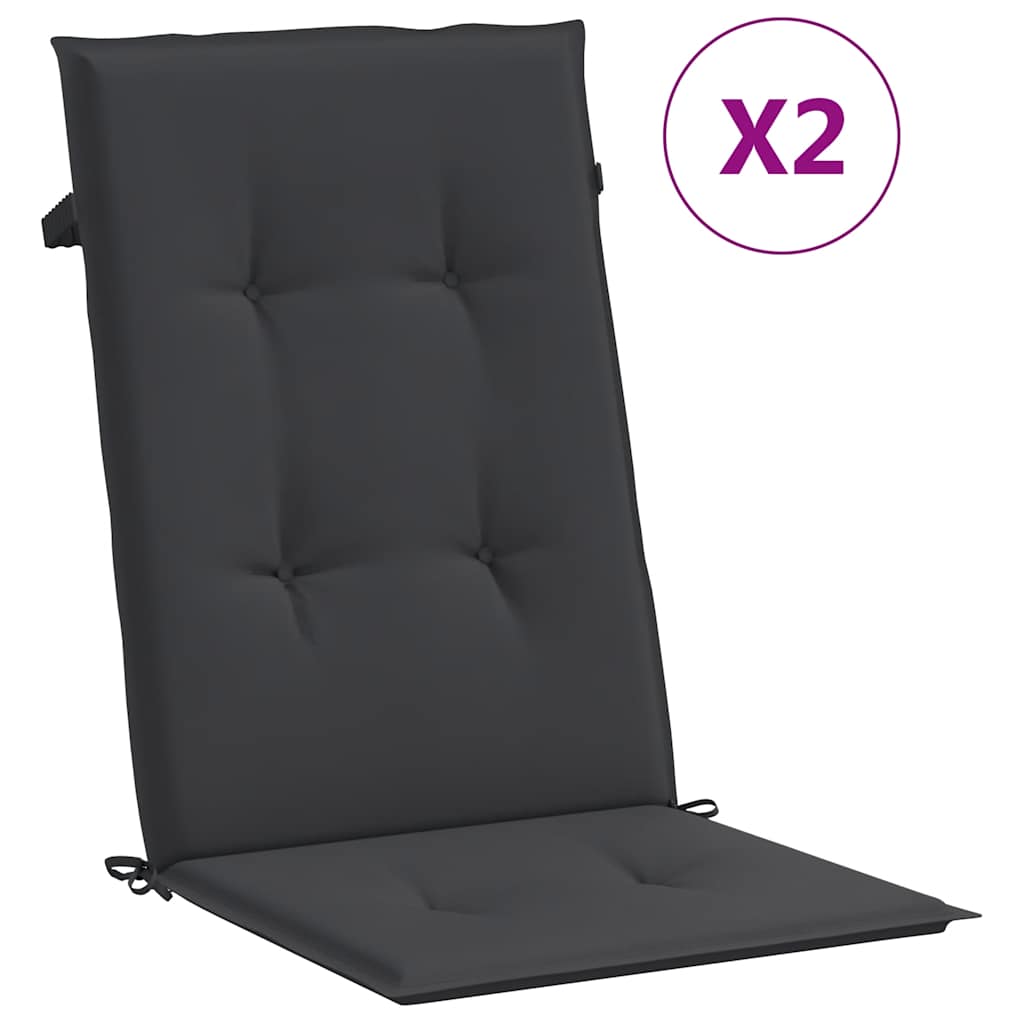 stolehynder m. høj ryg 2 stk. 120x50x3 cm stof sort