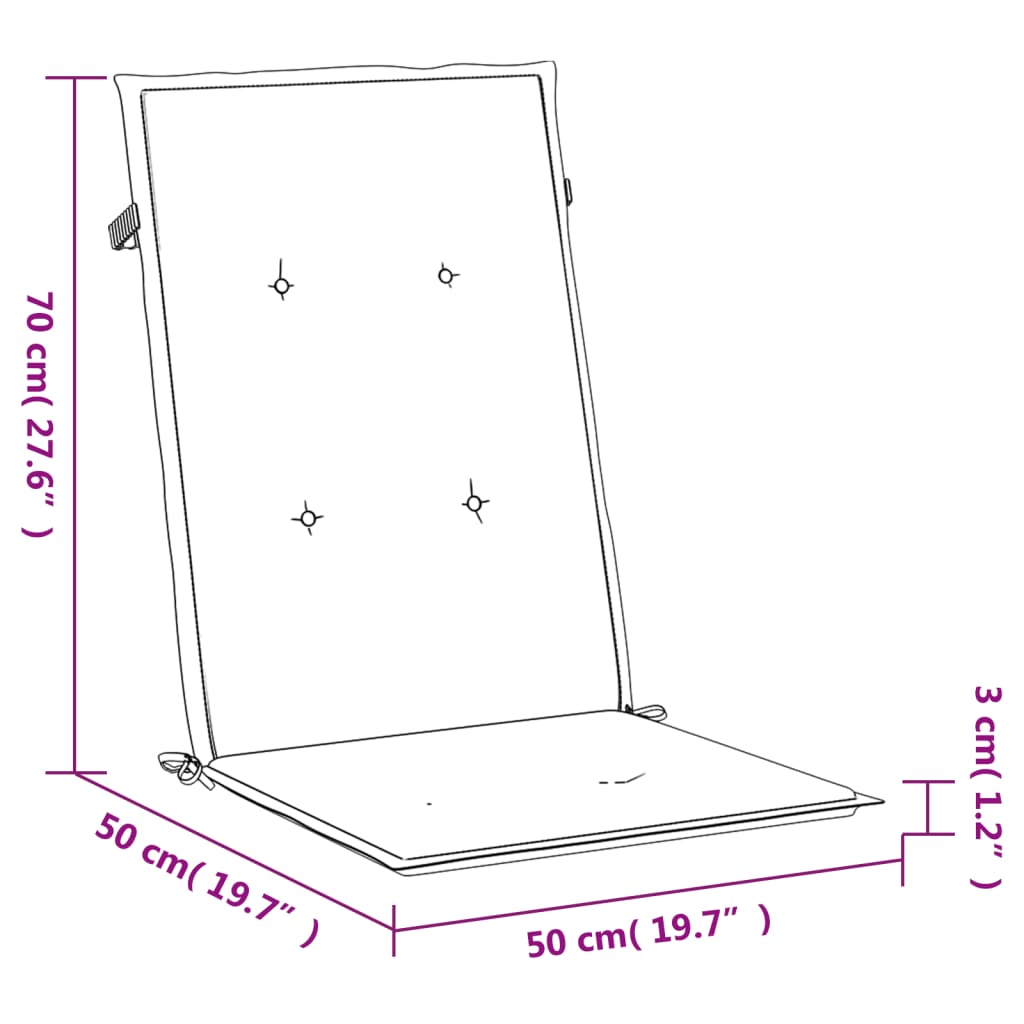 stolehynder m. høj ryg 2 stk. 120x50x3 cm stof gråbrun