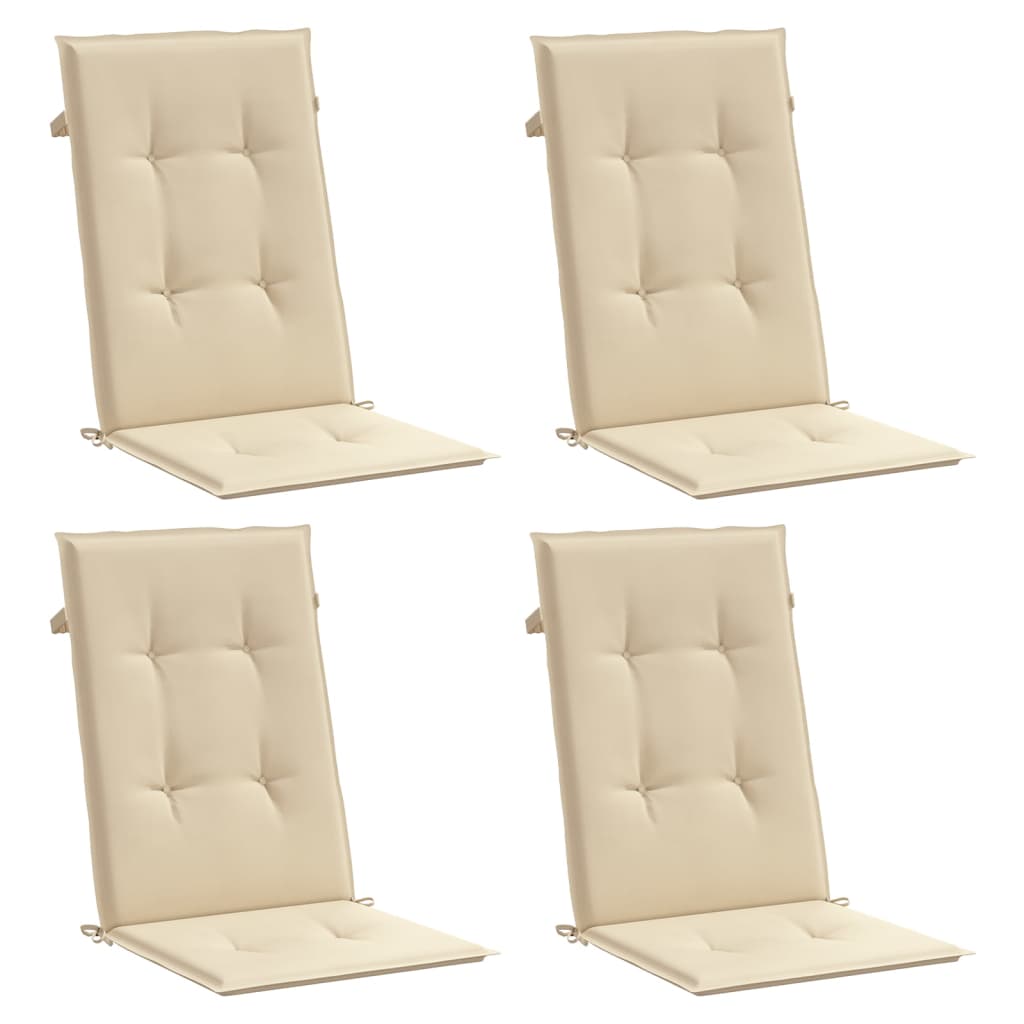 stolehynder m. høj ryg 4 stk. 120x50x3 cm stof beige