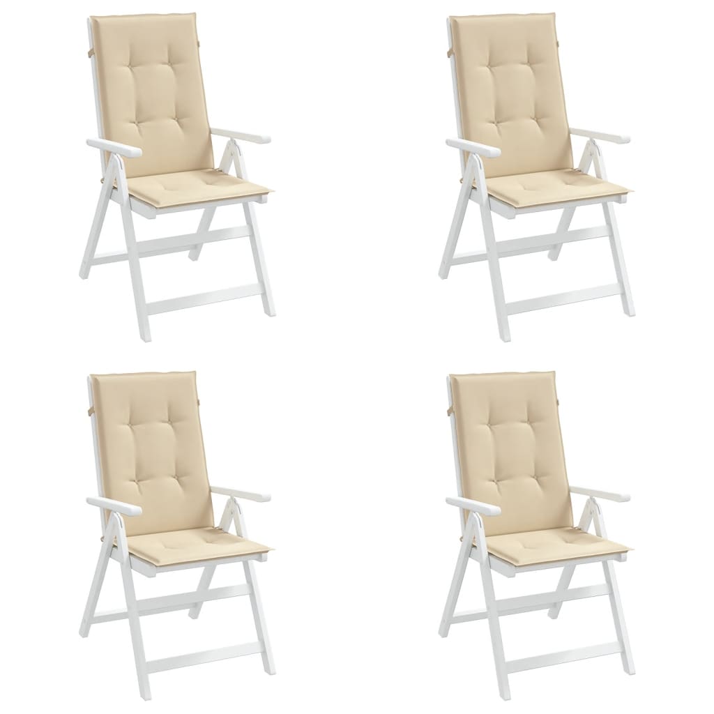 stolehynder m. høj ryg 4 stk. 120x50x3 cm stof beige