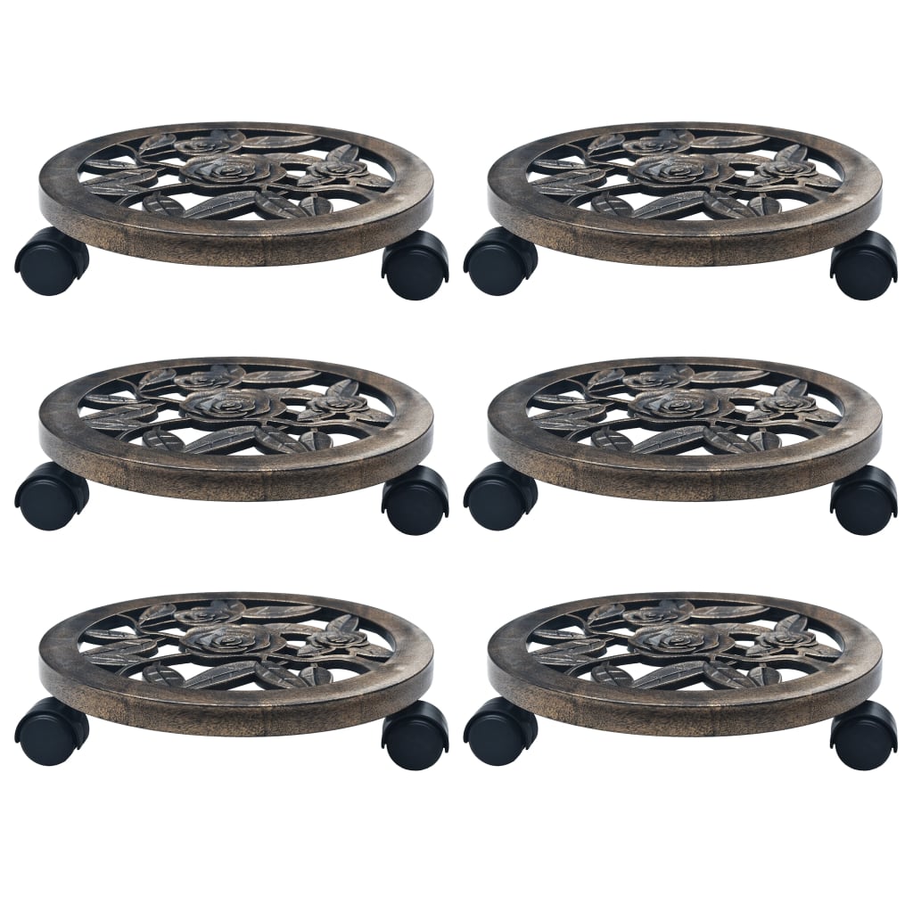plantevogne 6 stk. 30 cm plastik bronzefarvet