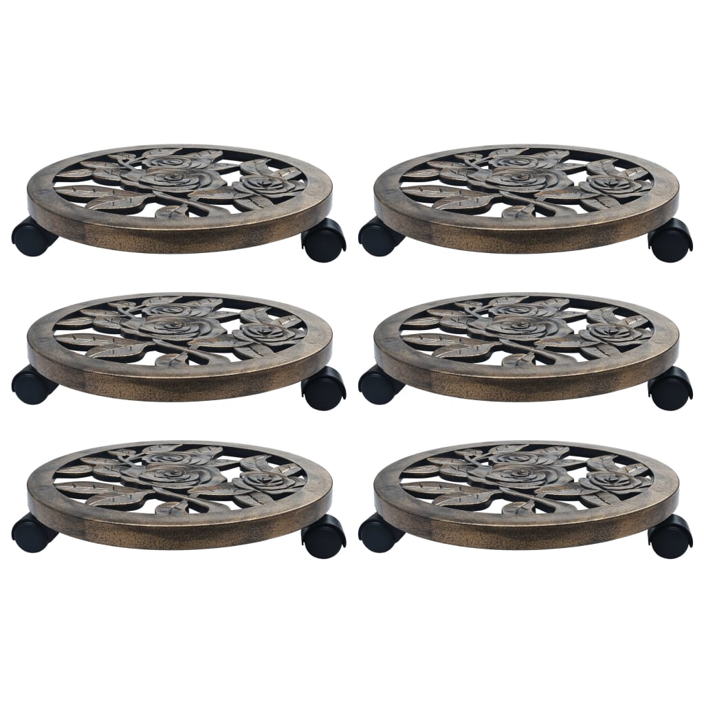 plantevogne 6 stk. 38 cm plastik bronzefarvet