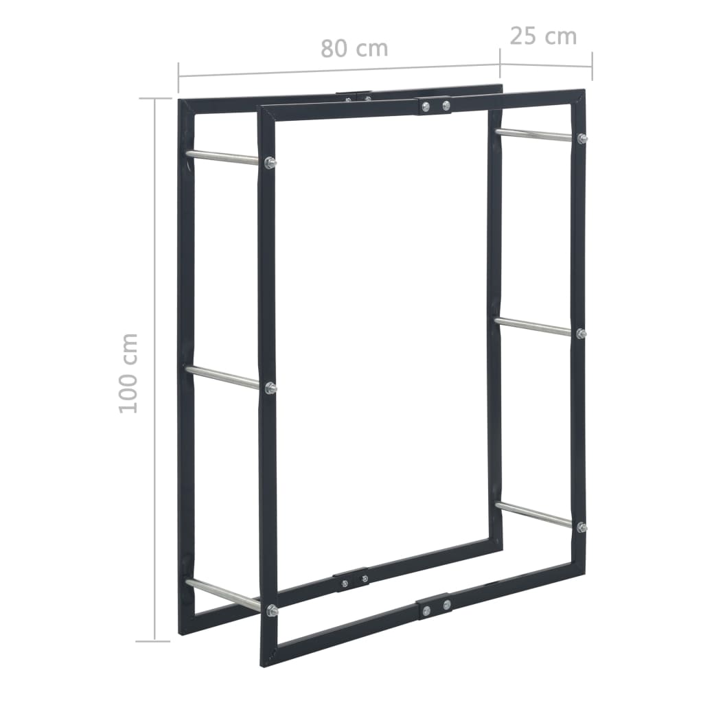 brændestativ 80x25x100 cm stål sort
