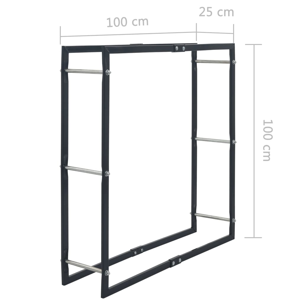 brændestativ 100x25x100 cm stål sort