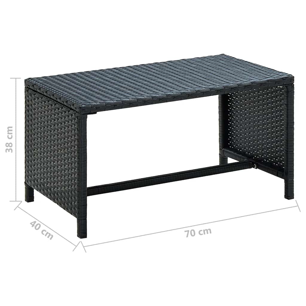 sofabord 70x40x38 cm polyrattan sort