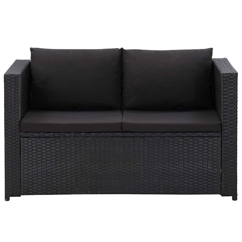 haveloungesæt 3 dele med hynder polyrattan sort