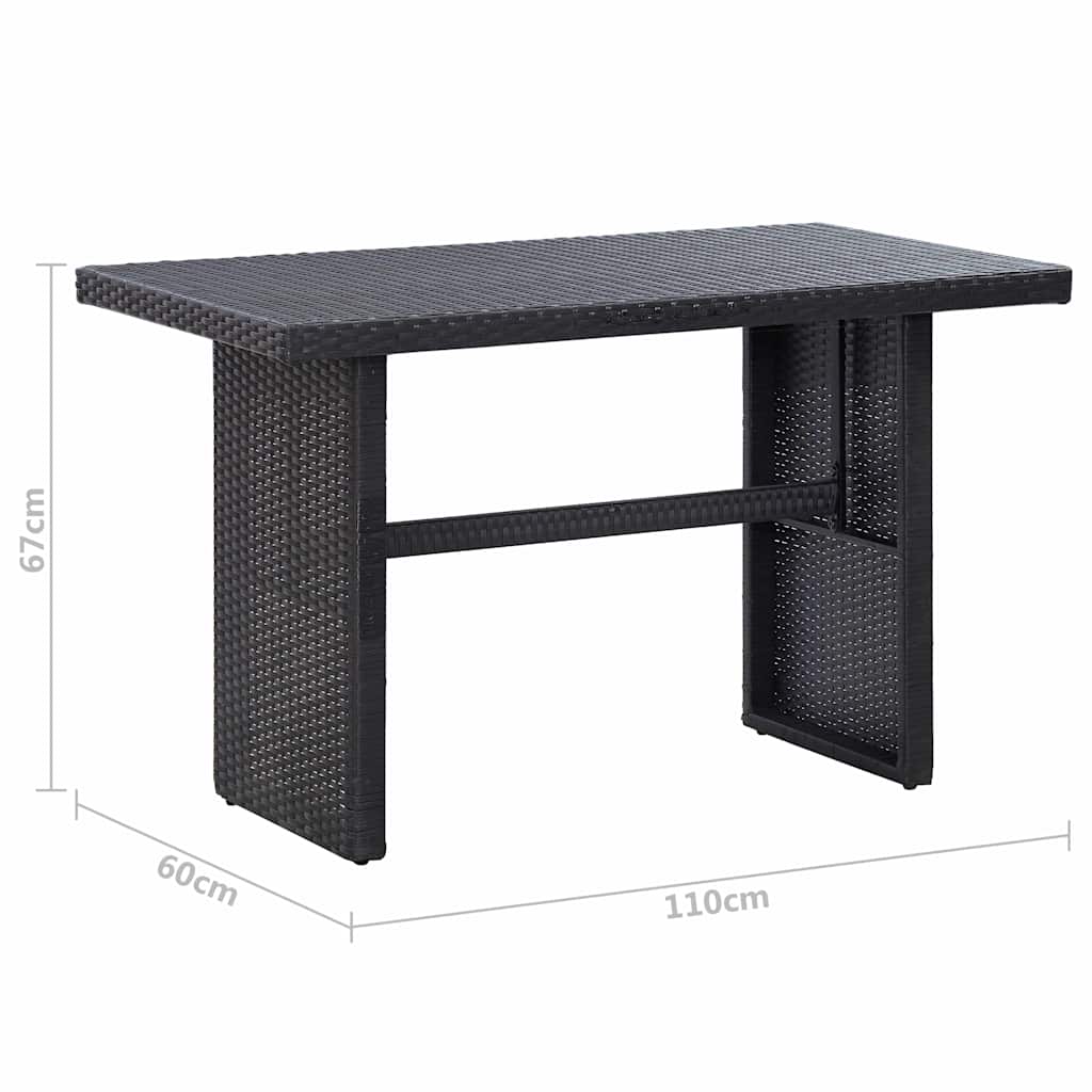 haveloungesæt 3 dele med hynder polyrattan sort