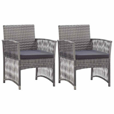 havestole med hynder 2 stk. polyrattan antracitgrå