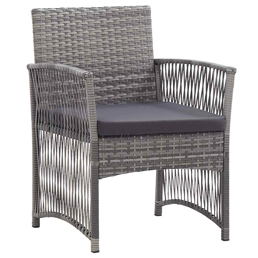 havestole med hynder 2 stk. polyrattan antracitgrå