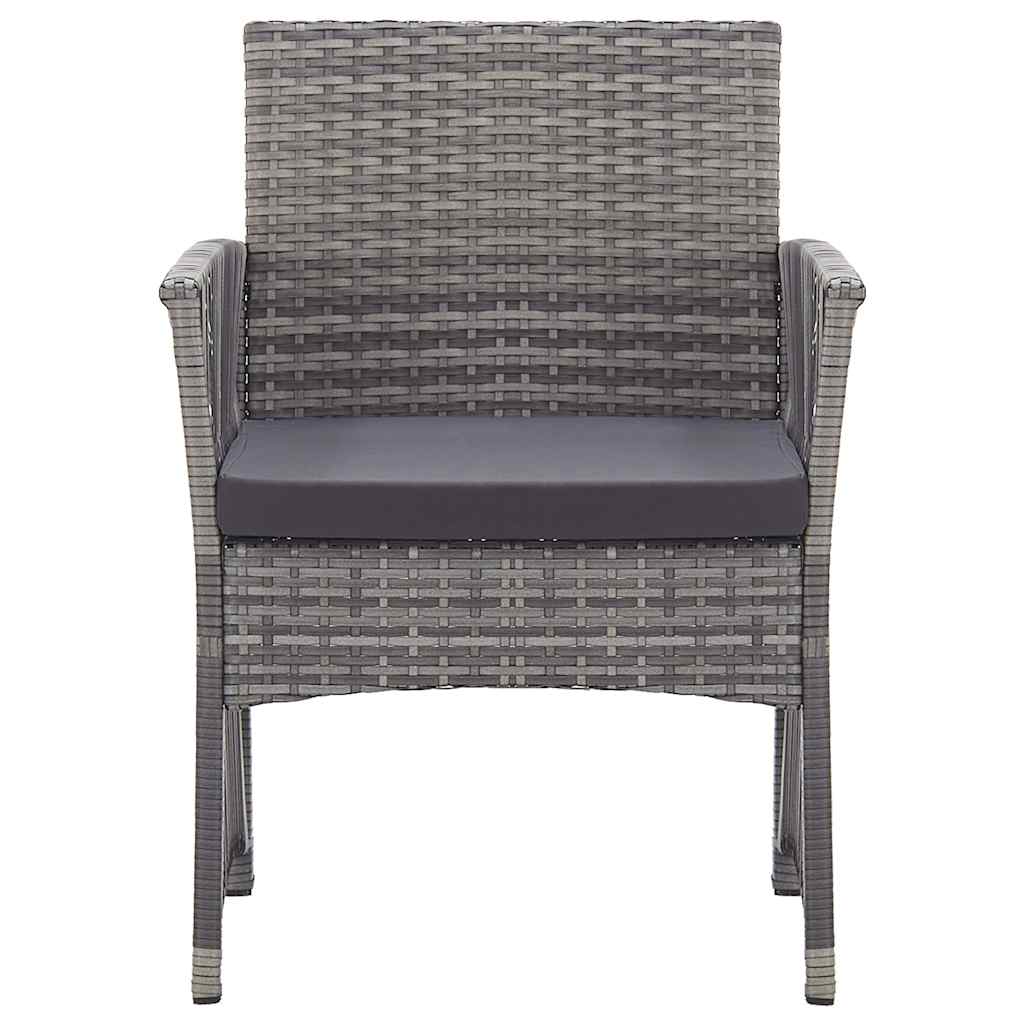havestole med hynder 2 stk. polyrattan antracitgrå